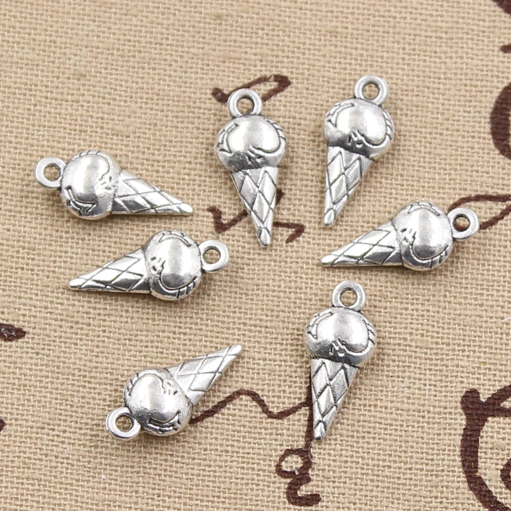 

30pcs Charms ice cream 19x8x4mm handmade Craft pendant making fit,Vintage Tibetan Bronze Silver,DIY for bracelet necklace