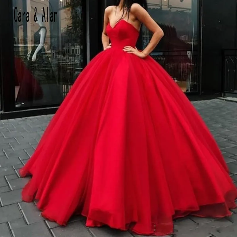 red princess prom dress