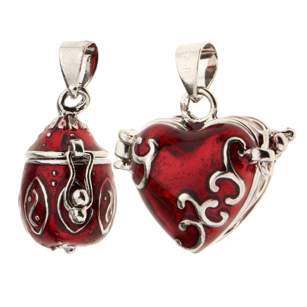 2 Pieces Love Heart Oval Teardrop Enamel Openable Cremation Keepsake Urn Pendant Pet Human Ashes Holder Memorial