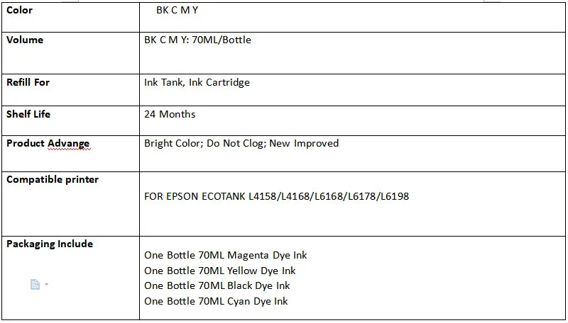 002 чернилами для принтера Epson L4158 L4168 L6168 L6178 L6198 краска для заправки чернил для принтера Epson