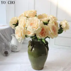 Йо Чо искусственного шелка 7 главы/Букет роз высокое качество цветочный букет поддельные цветок организовать Таблица свадебные цветы