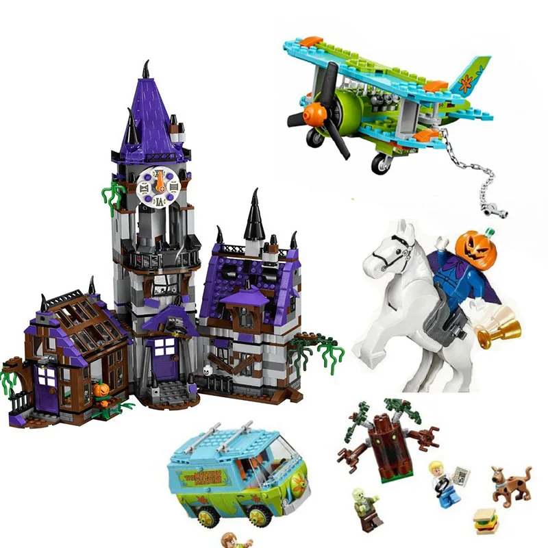 10432  Scooby Doo Figures Mystery Mansion Mystery Plane Adventures Mystery Machine Bus  Blocks For Children Gift with legoed