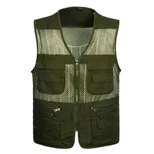 Летний дышащий сетчатый жилет для фотографа, Мужская быстросохнущая куртка без рукавов, мужская куртка с карманом, для охоты, туризма, рыбалки, жилеты