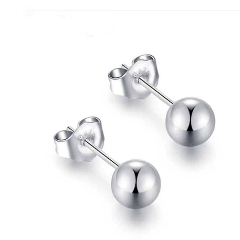 925 sterling silver Ball stud earrings 3mm, 4mm, 5mm ball studs Simple
