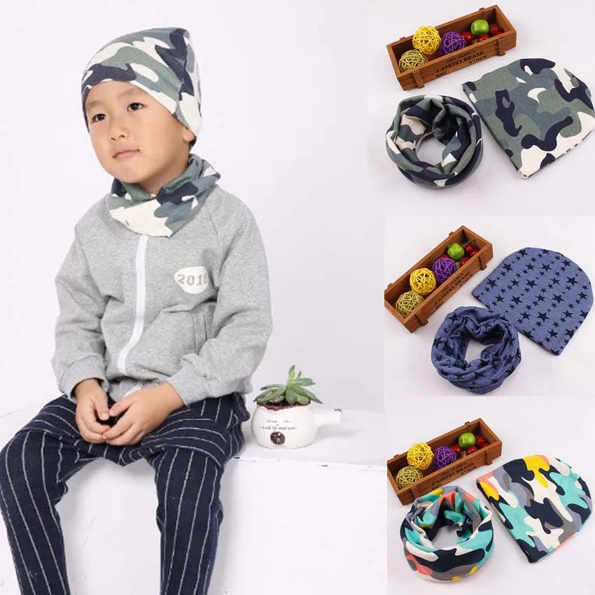 

Camo Scarf Spring Fall Infant Army Men Camouflage Military Cap Women Baby Hat Cap Set Beanie for Children Boys Girls Newborn