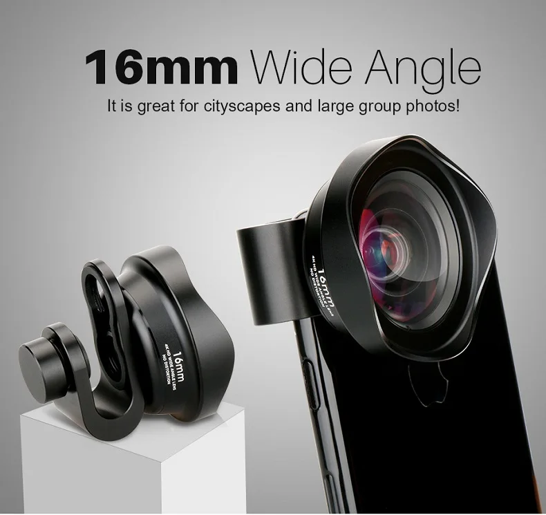 Профессиональный 16 мм супер 4 К широкоугольный объектив линз HD без искажений для iPhone 7 6 plus HTC Huawei Мобильный телефон для iPad
