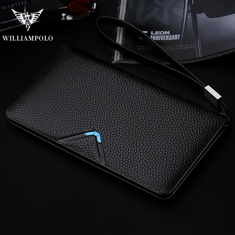 Мужской кошелек из натуральной кожи WILLIAMPOLO черный с отделением для карт 22 и
