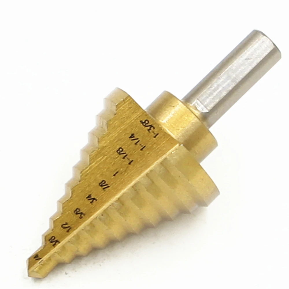 10 Steps Straight Grooved Step Drill Bit 1/4" To 1 3/8" Hss Titanium