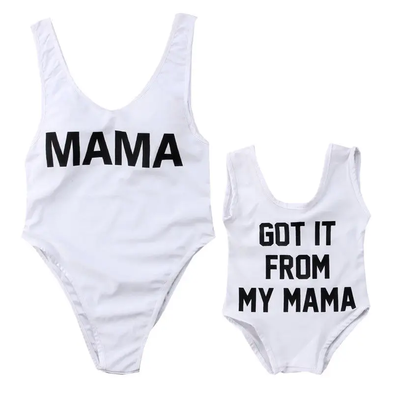 

2018 New Family Matching Swimsuit Womens Mom Kids Baby Girls Bathing Suit Swimwear Swimsuit One Pieces