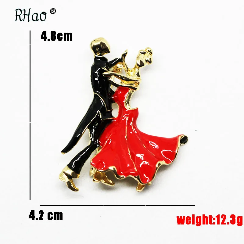 RHao романтическая брошь с изображением танца для жениха, невесты, свадебные броши на булавке, эмалированная Черная мужская красная одежда, Женская фигурка, броши, ювелирное изделие