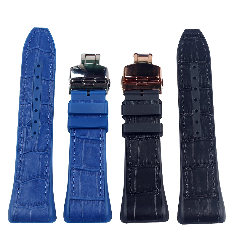 

Strong Flexibility Silicone Covered With Leather Watchbands Watch Strap Band 28MM Vanguard V45 Accessories