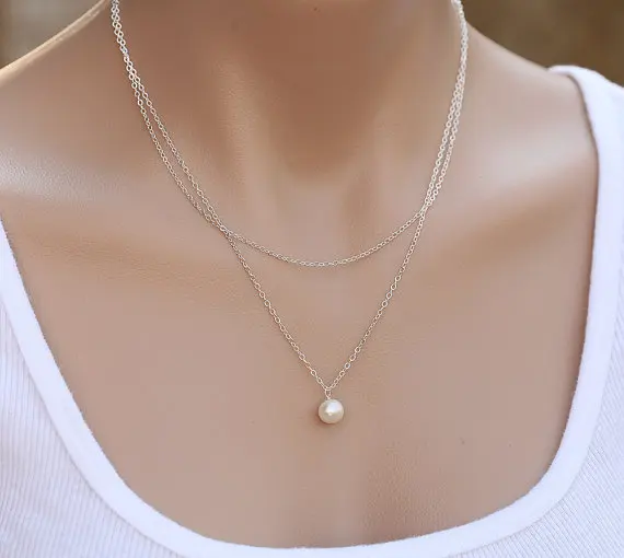 

Hot Simple Double Pearl Women Clavicle Chain Choker Golds And Sliver Color Necklaces