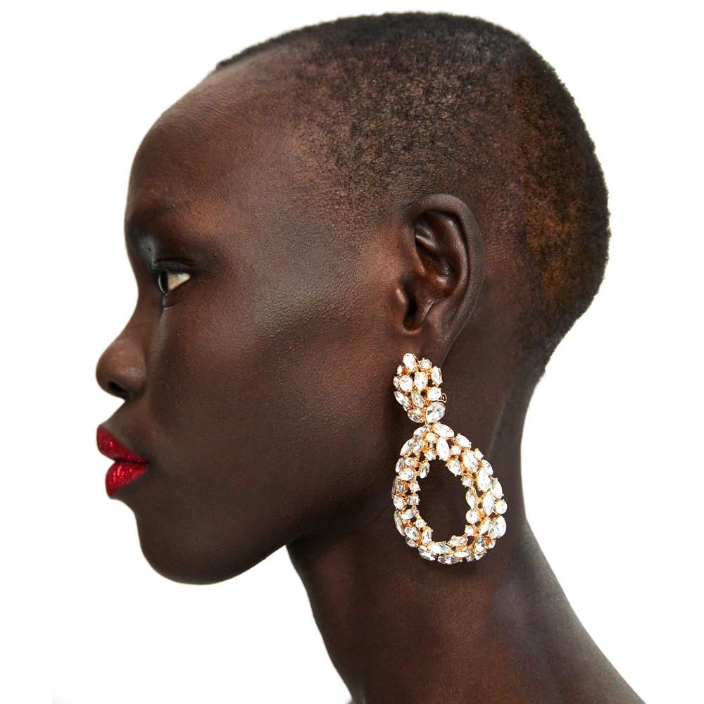 

Vodeshanliwen ZA New Design Fashion Crysta Water Drop Earrings For Women Bohemia Statement Dangle Earrings Vintage Jewelry Gift