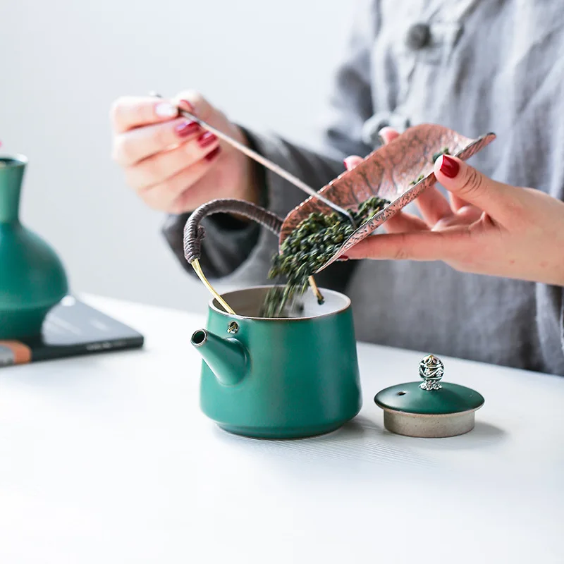 Кунг-фу чайный горшок японская керамика чайник антикварные чайные горшки бытовой чайный набор горшок с медной кружка для пива с ручкой