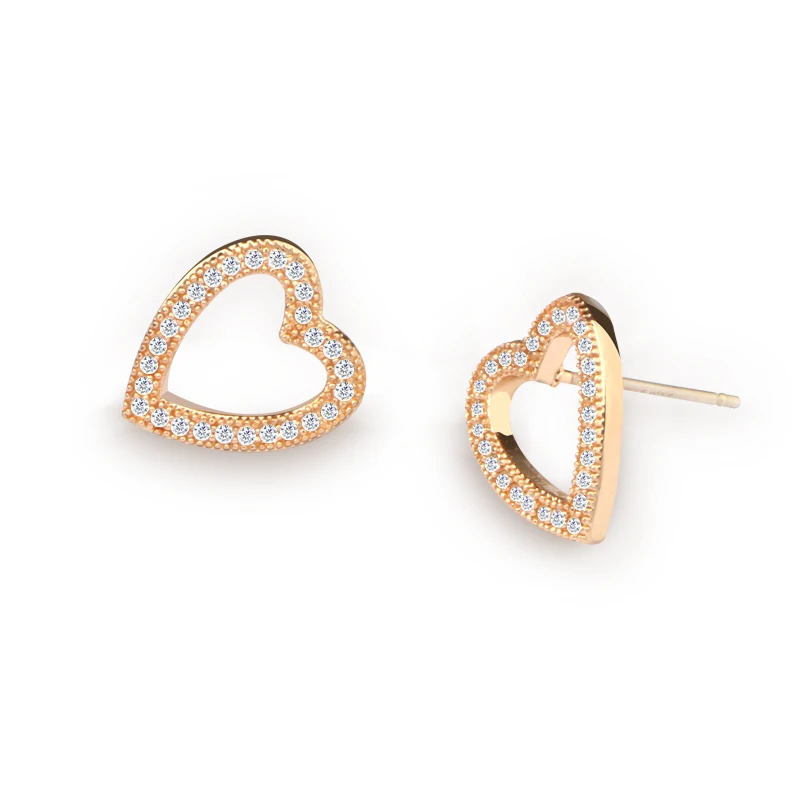 CHUKUI Hot Fashion Brincos Stud Oorbellen Gold Rhinestone Heart Shaped Earrings Zirconia Pave Earring  (1)