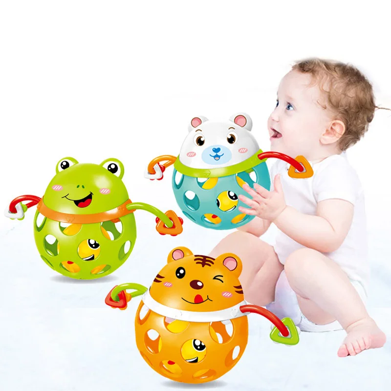 Hot Selling Cute Baby Rattle Animal Tiger/Pig/Frog/Bear Ball Teether Infants Toy Best Baby Toys