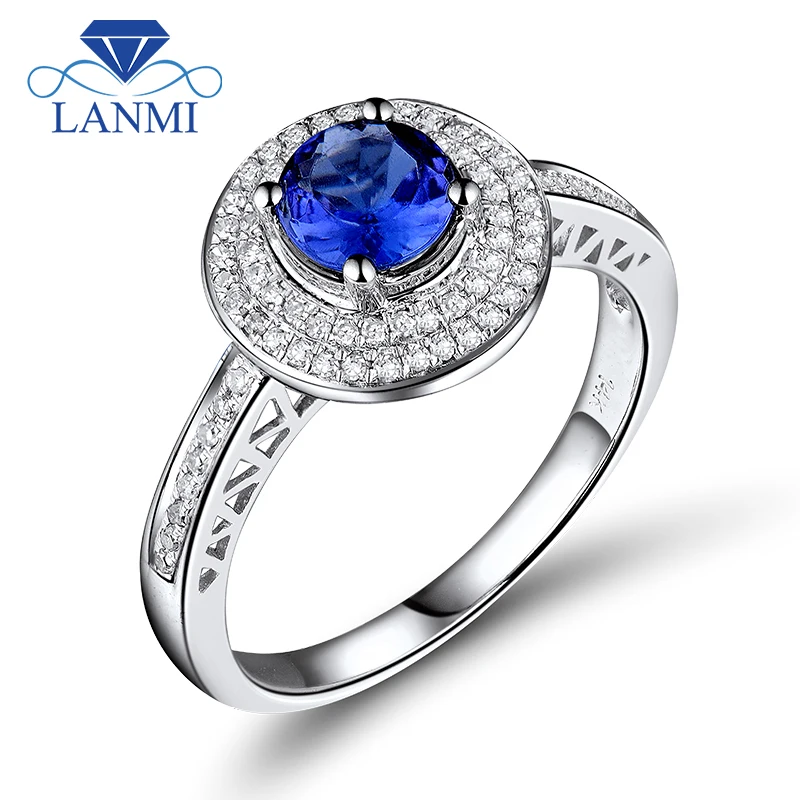 

Natural Tanzanite Engagement Ring Round 5mm 14kt White Gold WR13
