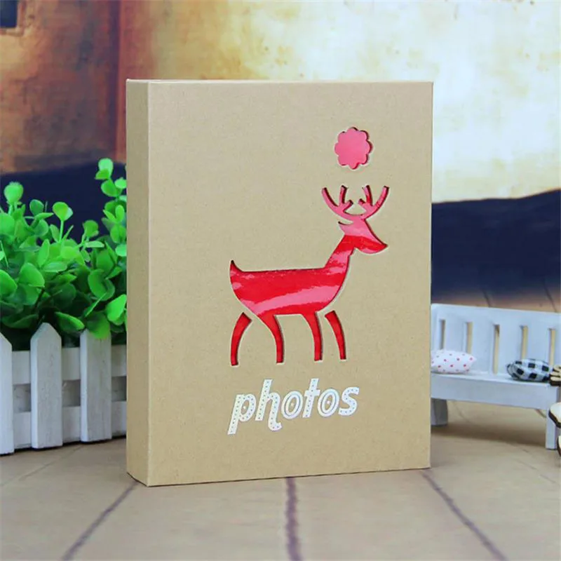 

5 Inch 200 Pockets/7 Inch 100 Pockets Cartoon Photo Book Album Elephant, Giraffe, Sika Deer, Dolphin Pattern Pockets Photo Album