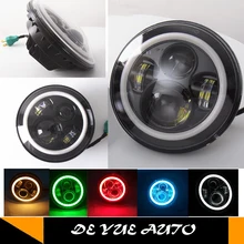 Грузовик для квадроциклов Сверхпрочный 4x4 внедорожный Автомобильный светодиодный фонарь " Круглый с hi/low beam и angel eye halo ring 7-дюймовый автомобильный рабочий свет