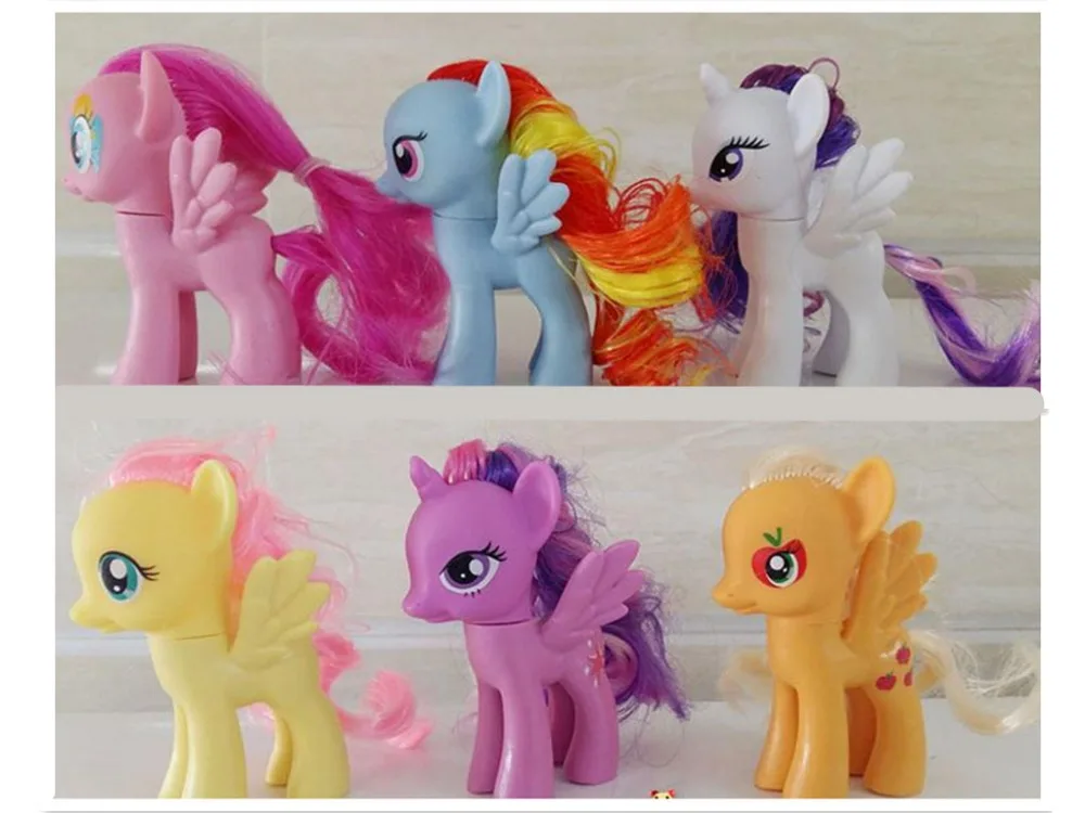 

Newly arrived 8CM my rainbow horse toys Music Feather Cherry PVC Figures poni Doll model girl's Christmas birthday gift doll