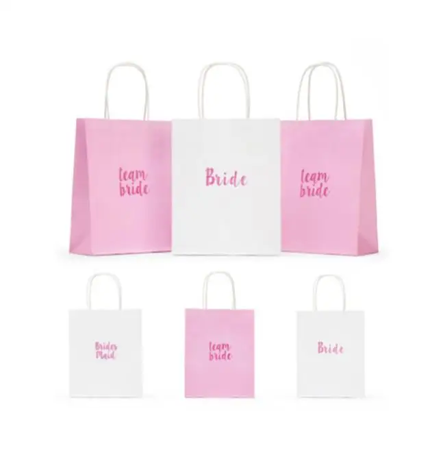 

Hen Party Gift Bags Bride to be Favors Wrap Packaging team bride paper handle bag Wedding party decor props pink white