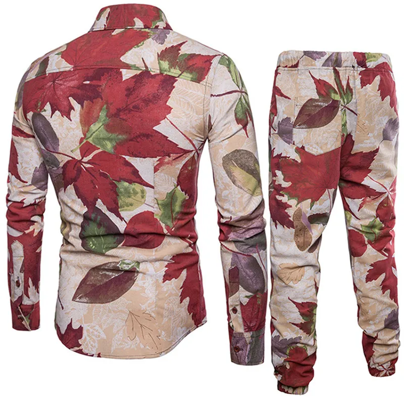 Maple Leaf Printed Men Dinner Suits Fashion Plant Style Male Festival Tracksuits Boys Club Wear Clothing 5XL Long Pants Hot Sale