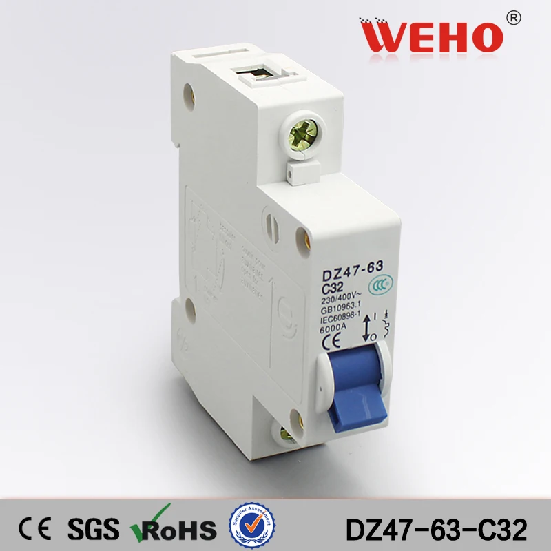 DZ47 63 C32 MCB Breaker 1P 32A миниатюрный автоматический выключатель IP20|circuit breaker|miniature circuit