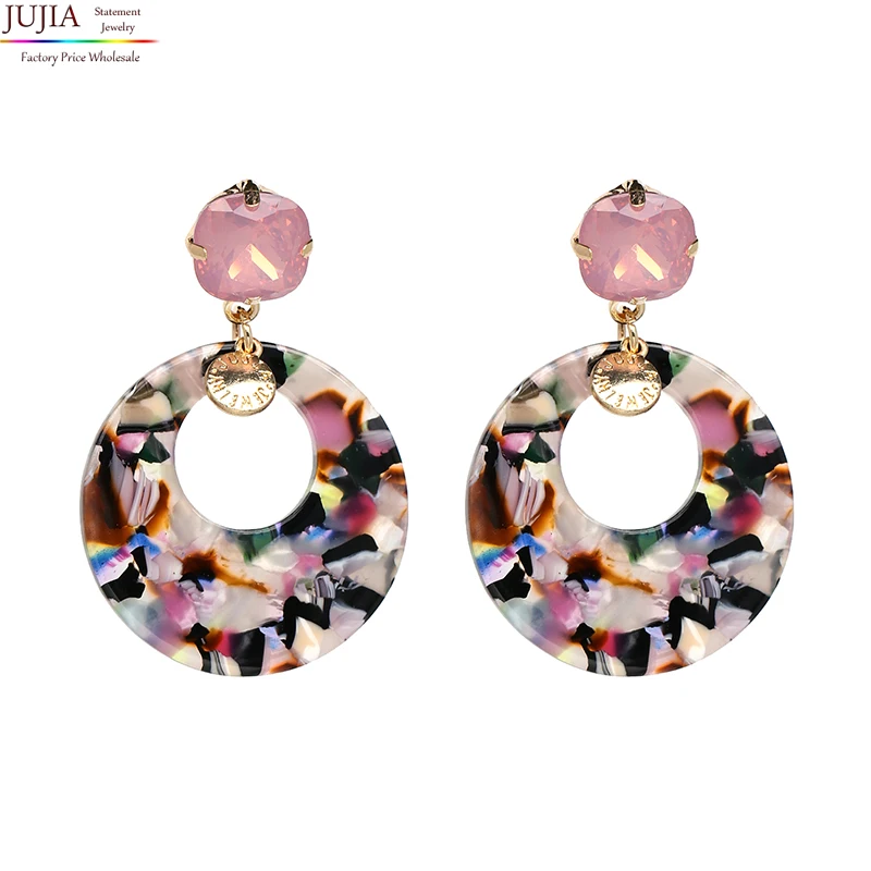 JUJIA Trend 7 colors fashion women earrings big round vintage statement Earrings for women jewelry