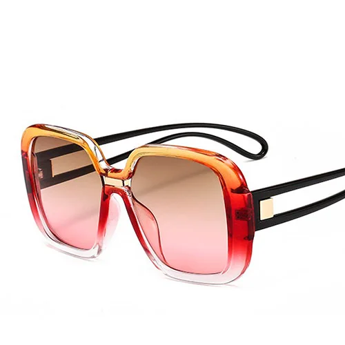 HBK, женская мода, квадратная большая рама, солнцезащитные очки,, новинка, высокое качество, солнцезащитные очки для мужчин и женщин, негабаритные очки, UV400 Oculos - Цвет линз: C8 Red.TeaPink
