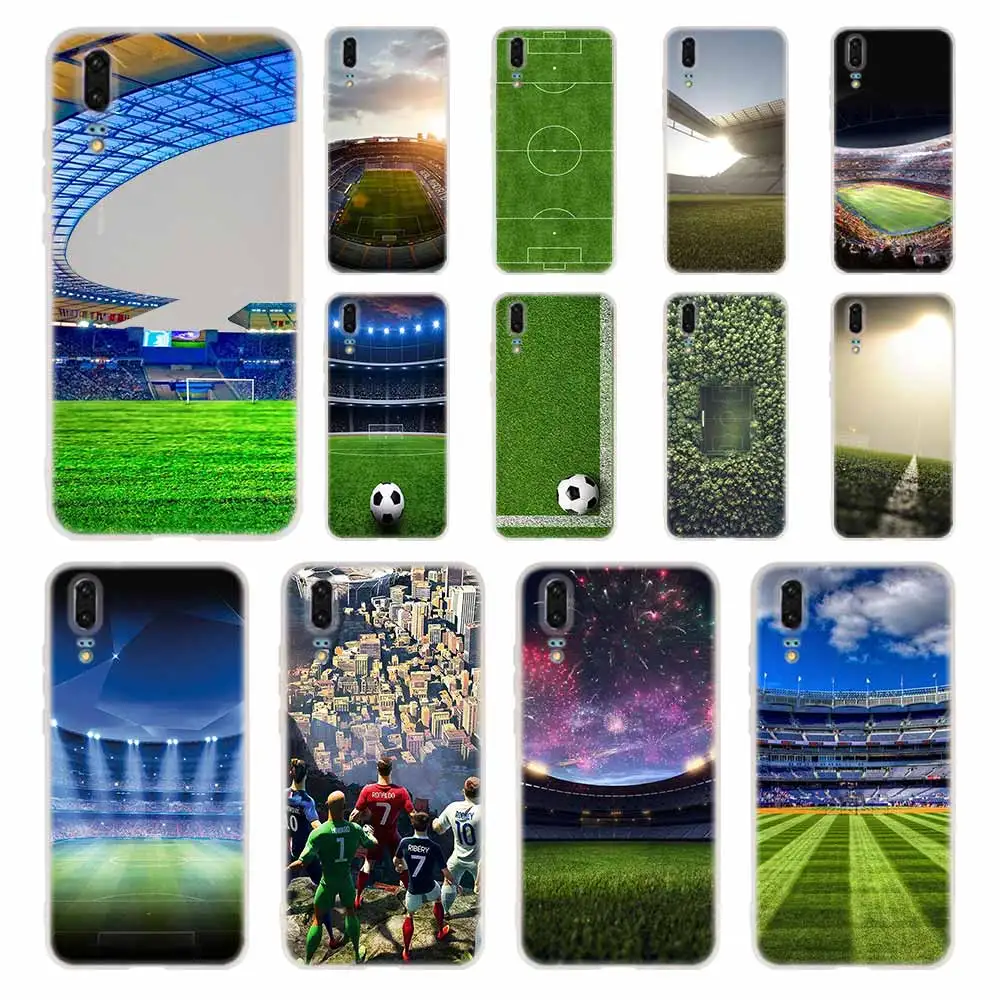 Green stadium Silicone Coque Soft Case For Huawei P50 P40 P10 P20 P30 Lite Pro P Smart Z 2020 2019 Cover | Мобильные телефоны и