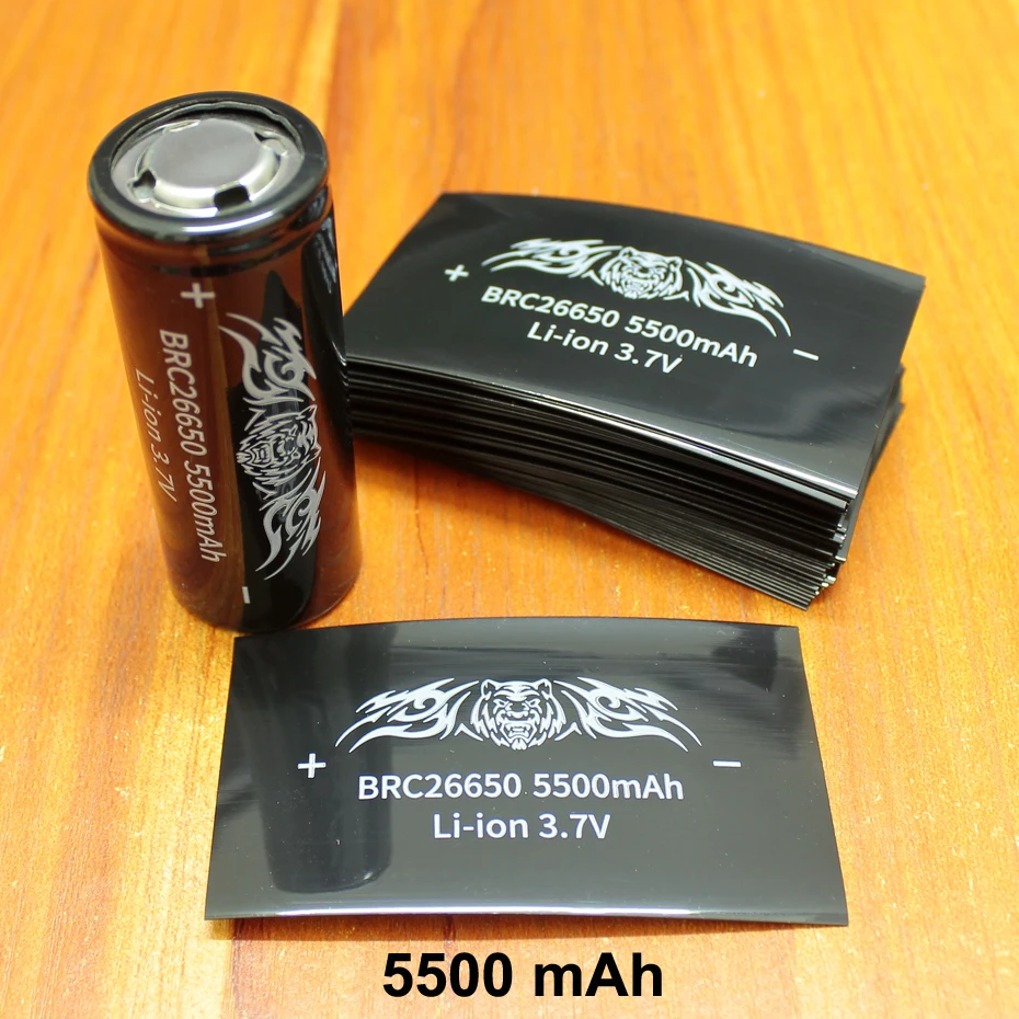 100pcs lot Lithium Battery Accessories Pvc Heat Shrinkable Tube 5500mah Capacity Label Film 26650 Skin