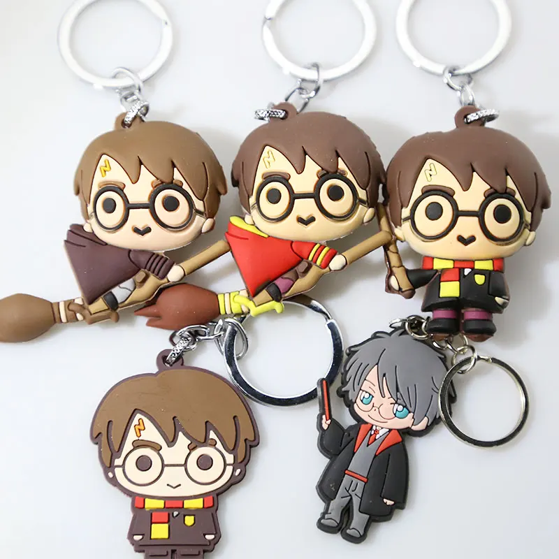 

3D Harry Potter PVC Keychain Toy Dobby Hermione Granger Malfoy Ron Weasley Snape Action Figure Toys Party Cosplay PVC Key Ring