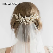 Mecresh Цветочные бусины свадебные гребни для волос Свадебные аксессуары для волос для девочек гребень для волос со стразами принцесса шиньоны ювелирные изделия FS182