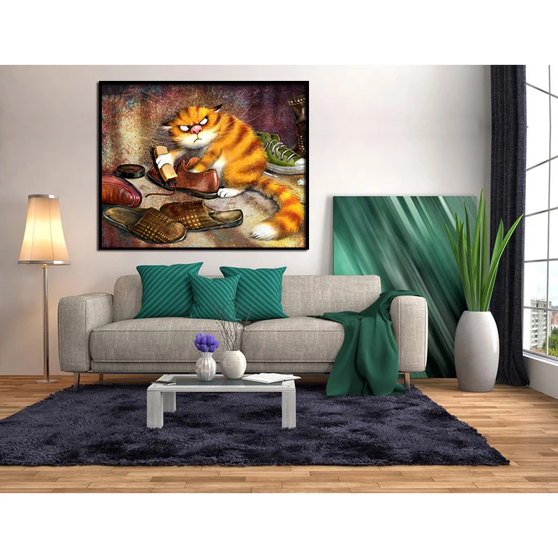 Full Drill 5D DIY Diamond Painting Wipe Leather Shoes Cat 3D Embroidery Cross Stitch Mosaic Rhinestone Decor Gift-2