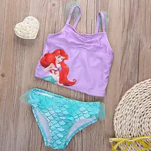 Conjunto de Bikini de sirena para niñas, trajes de baño ropa para nadar
