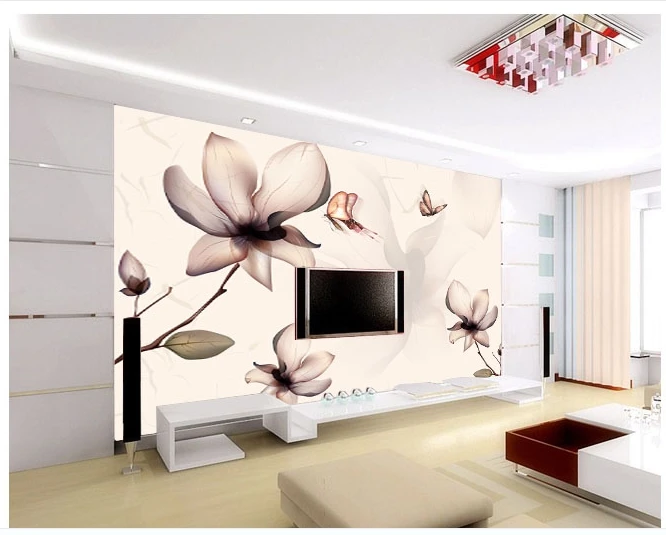 

Abstract lotus art wall stickers Tv background wallpaper sofa 3d three-dimensional large murals non-woven wall covering manglers