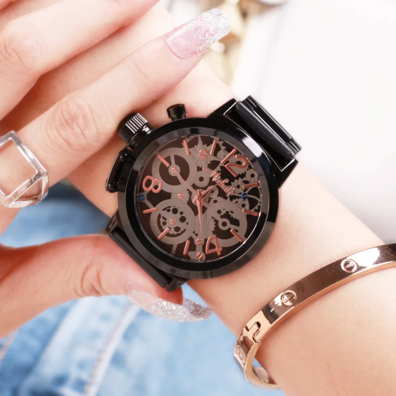 Simple steel belt watch quartz couple table casual high quality female watch