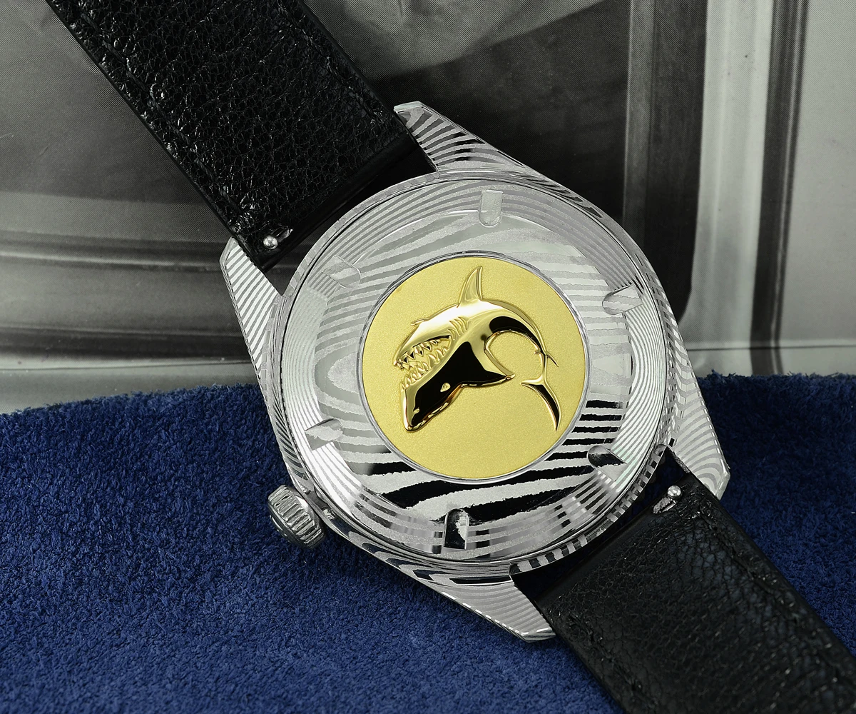 Lugyou Сан Мартин автоматические роскошные часы Дамасская сталь Сапфир вращающийся ободок ETA2824 натуральная кожа лошади Супер Светящиеся