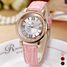 1 pc Mulheres Vestido Assista Senhoras Meninas Estudantes de Quartzo relógios de pulso Movimento do Relógio Areia Movediça Diamantes big Dial Pedrinhas forma redonda H4