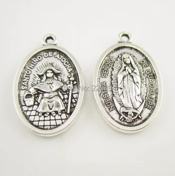 

100pcs of Catholic oval nuestra senora de guadalupe santo nino de atocha pendant