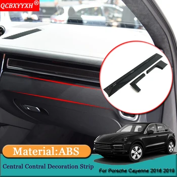 

Car Styling ABS Car Interior Central Contral Decoration Strip Sequins Stickers Auto Accessories For Porsche Cayenne 2018 2019