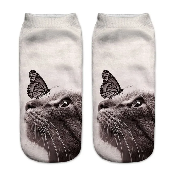 Забавные носки унисекс; Модные Повседневные носки с 3D принтом кота; милые укороченные носки; Meias; Популярные носки; влагонепроницаемые носки; Sokken Soxs - Цвет: 11
