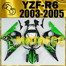 Motoegg Injection Molded Fairings Fit YZF-R6 YZF R6 03–05 Green Flames #Y64M27 Motorcycle plastic