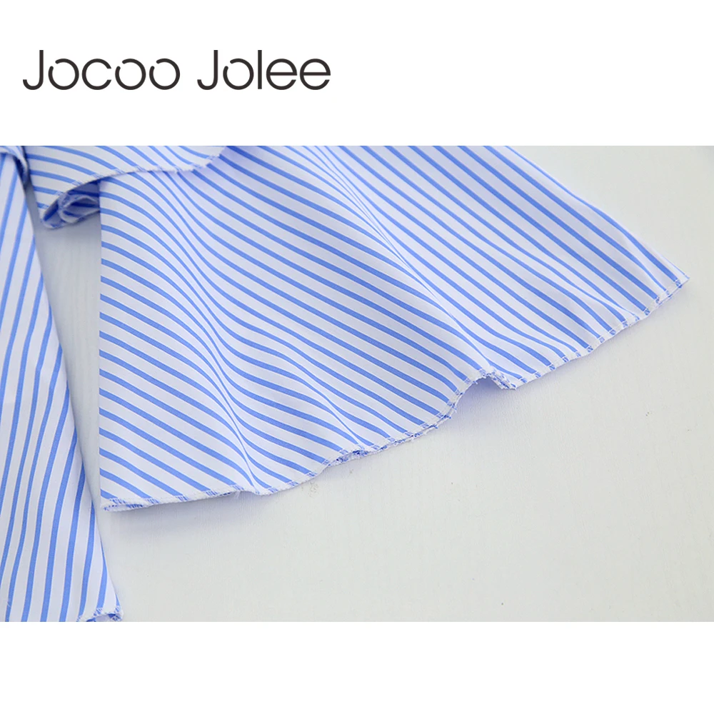 Блузка Jocoo Jolee в полоску с открытыми плечами и оборками свободная блузка