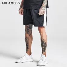 

Aolamegs Shorts Men Harajuku Side Striped Bermuda Beach Knee-length Shorts Elastic Mens Sweatpants Casual Fashion Streetwear
