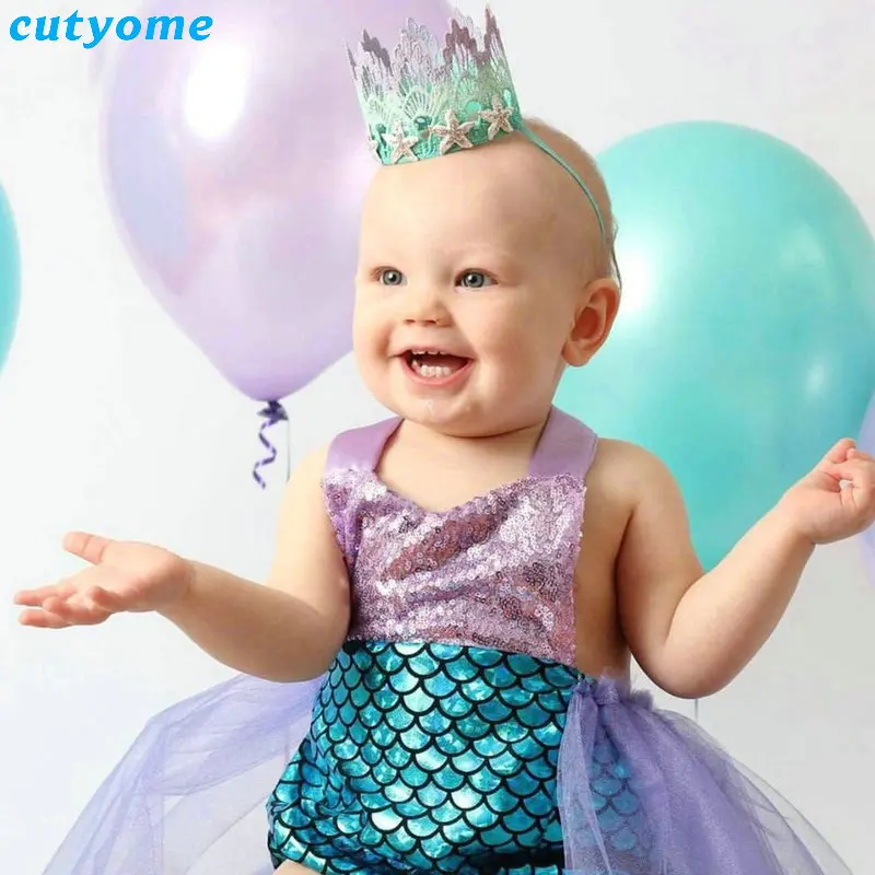 Cutyome 2017 Baby Mermaid Costume Romper For Girls Kids Tutu Jumpsuits