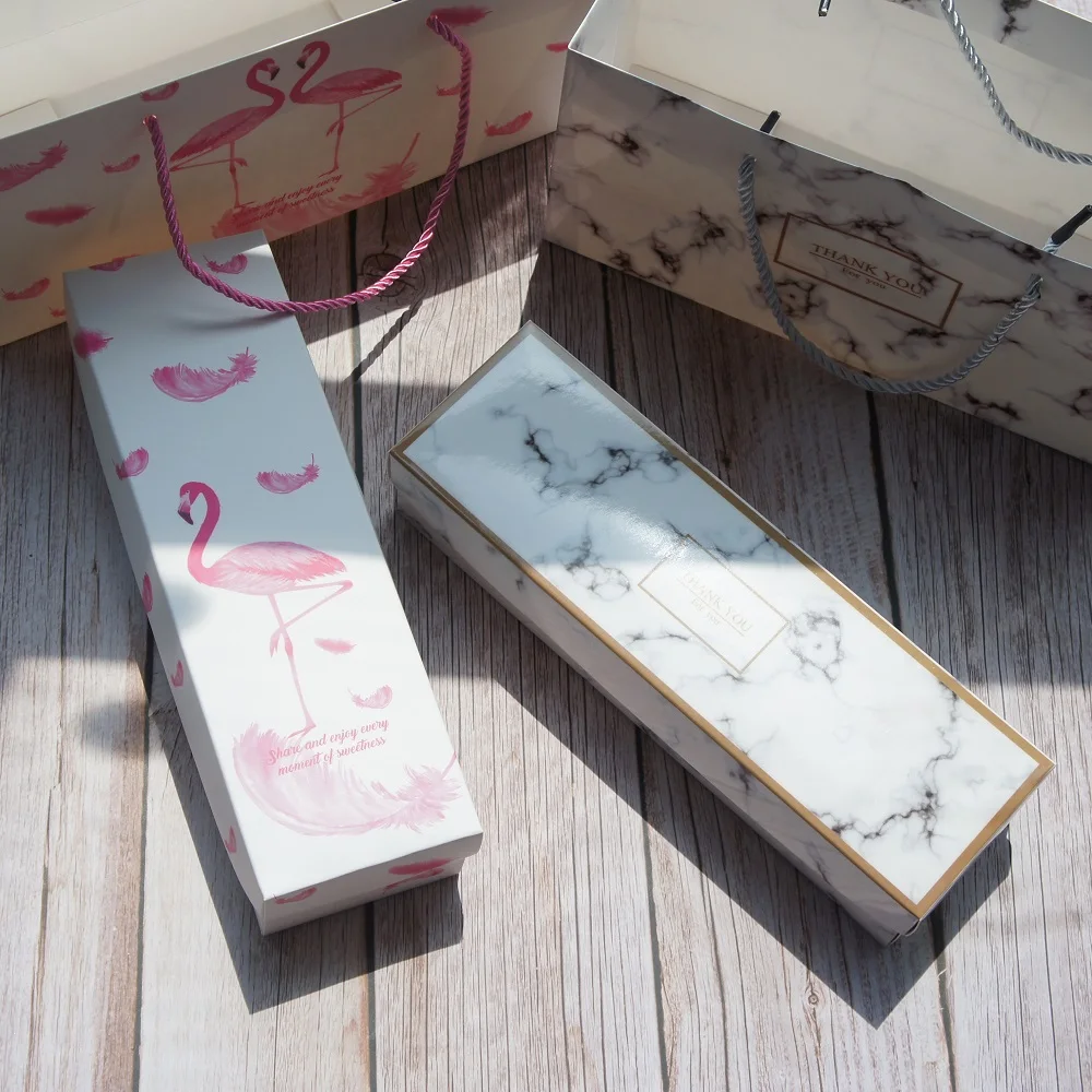 23,7*6*5 см 5 компл. Розовый Фламинго дизайн бумажная коробка как печенье конфеты Макарон ручной работы Сладкий Свадебный подарок на день рождения использования