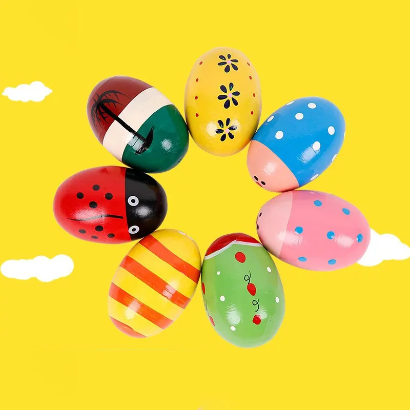 6 PCS Wooden Colorful Large Size Toy Egg For Children toy Eggs