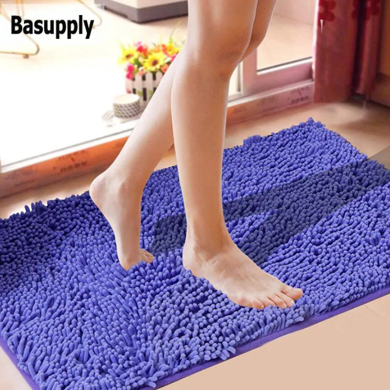 Buy Basupply 1PC Microfiber Bathroom Mat Soft Chenille Door Rug Toilet Carpet