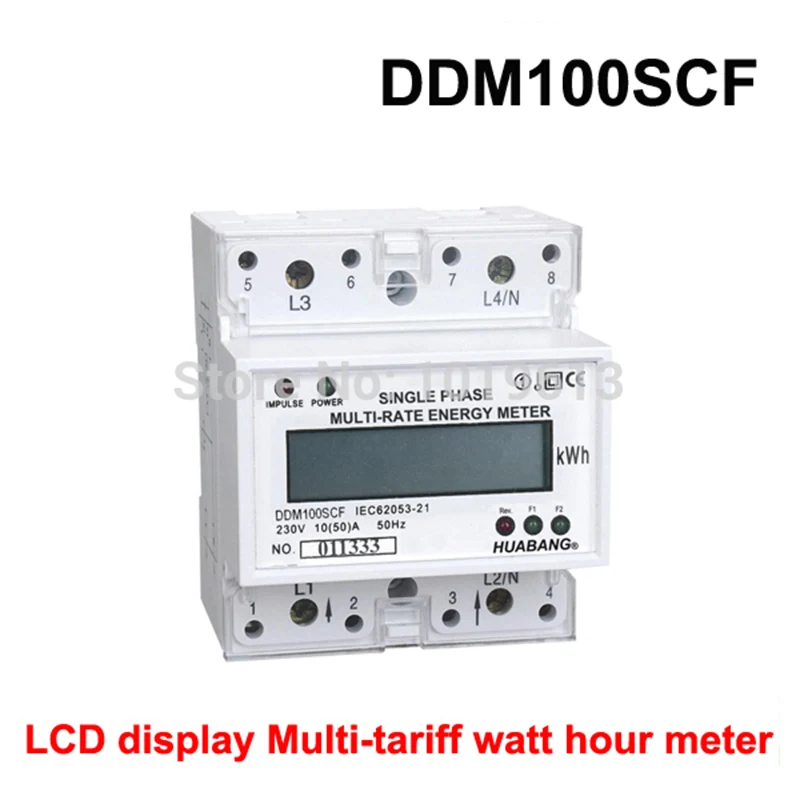 

single phase din rail type watt hour meter with LCD multi-tariff 15(60) 50Hz